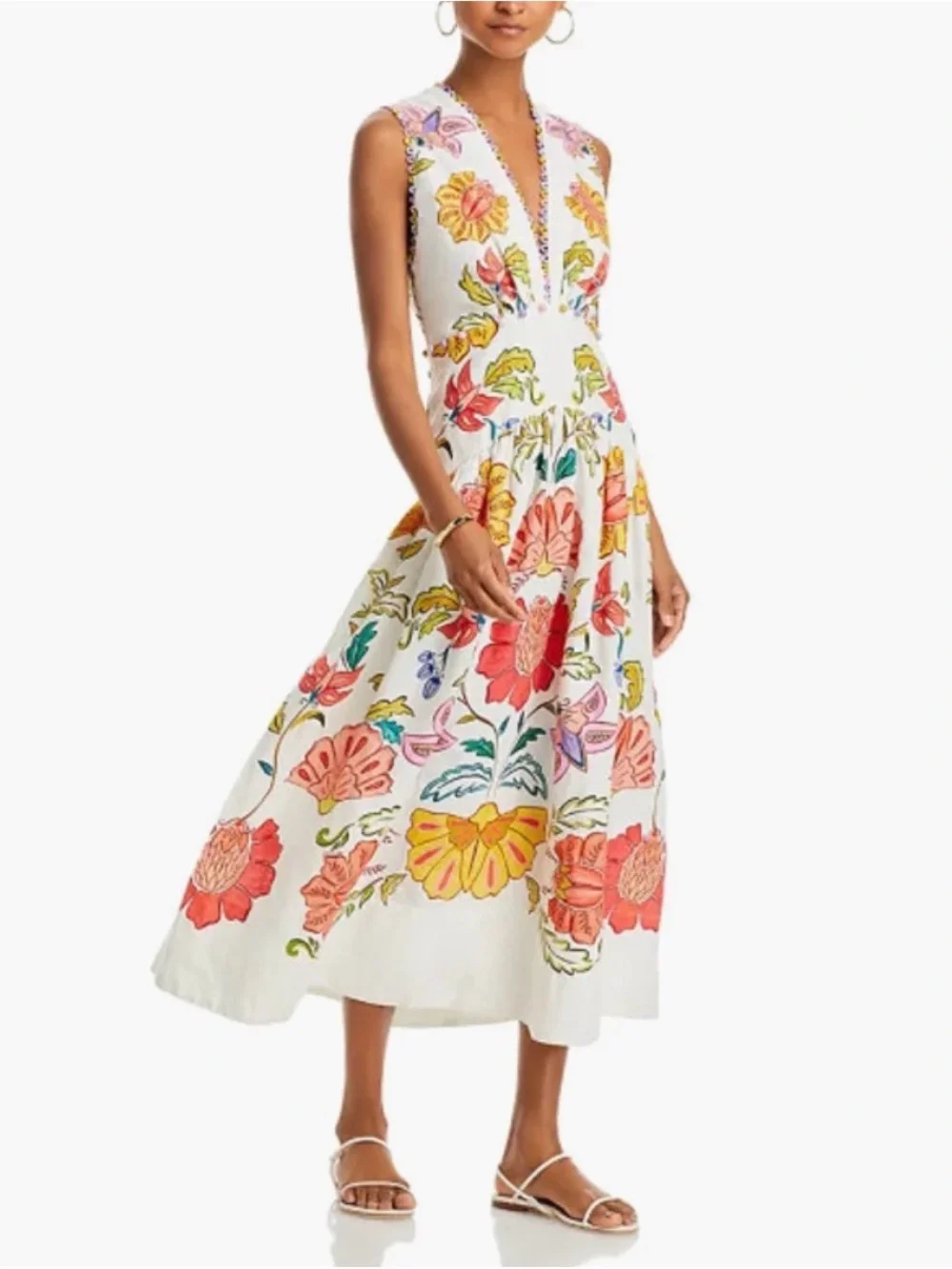 FARM Rio - Women's Floral Insects V-Neckline Sleeveless Maxi Dress XS - Picture 2 of 9
